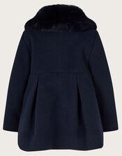 Baby Scallop Velvet Trim Coat, Blue (NAVY), large