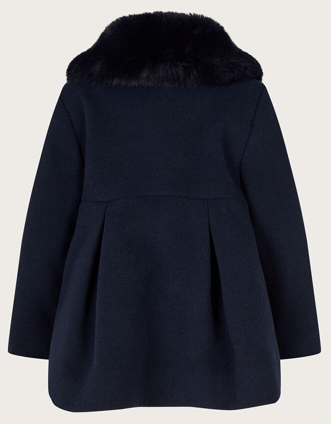 Baby Scallop Velvet Trim Coat, Blue (NAVY), large