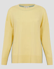 Cindy Cashmere Crewneck Sweater, Yellow (YELLOW), large