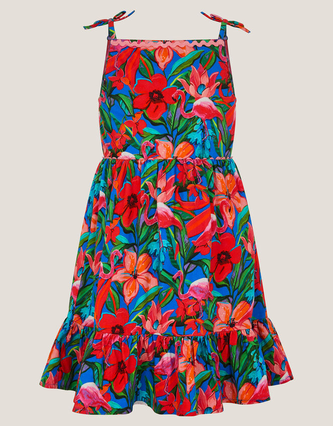 Tropical Print Jersey Beach Dress, Pink (PINK), large