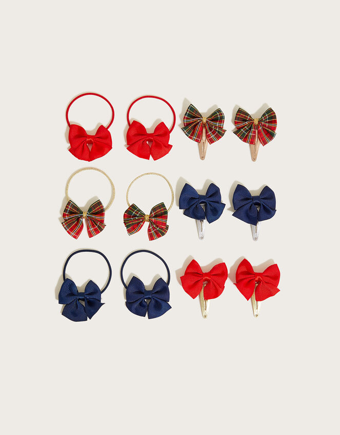 School Tartan Bow Hair Set, , large
