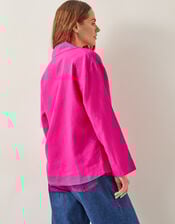 Tulip Linen Blend Collar Top, Pink (PINK), large