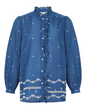 East Petra Embroidered Blouse, Blue (BLUE), large