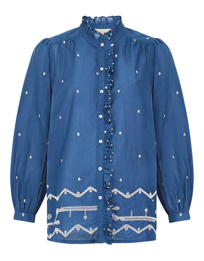 East Petra Embroidered Blouse, Blue (BLUE), large