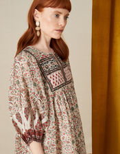 Jess Boho Embellished Dress, Natural (NATURAL), large