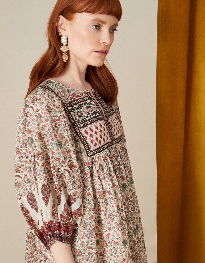 Jess Boho Embellished Dress, Natural (NATURAL), large