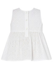 Baby Broderie Top and Gingham Shorts Set, Yellow (YELLOW), large