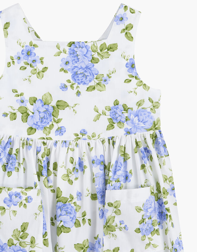 Trotters Adelina Vintage Rose Cross-Back Dress, Blue (BLUE), large