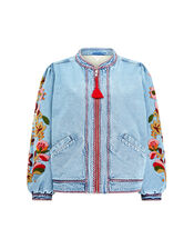 East Embroidered Denim Jacket, Blue (BLUE), large