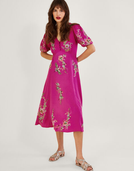 Jenny Embroidered Tea Dress , VIOLET, large
