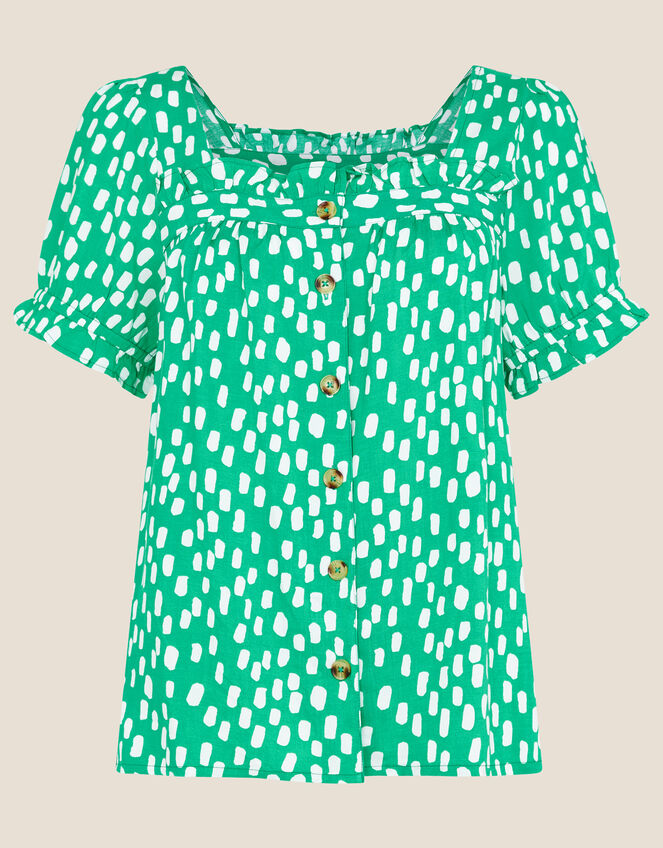 Square Neck Printed Top, Green (GREEN), large