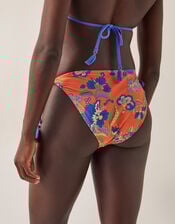 Kaia Floral Tie-Side Bikini Bottoms, Orange (ORANGE), large