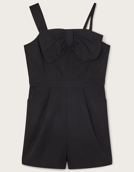 Bow Asymmetrical Playsuit, Black (BLACK), large