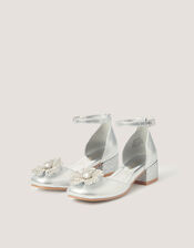 Gemstone Flower Two Part Heels , Silver (SILVER), large