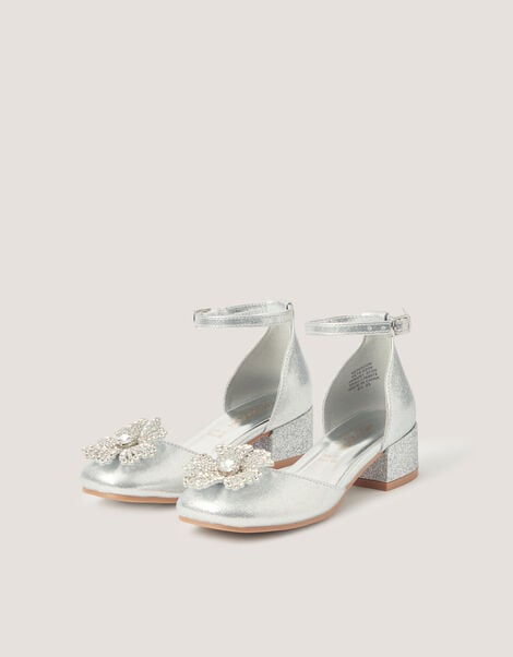 Gemstone Flower Two Part Heels , Silver (SILVER), large