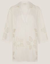 Joanna Cutwork Beach Shirt, Ivory (IVORY), large