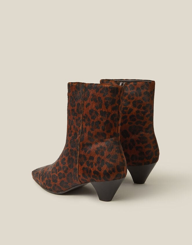 Alya Leopard Print Leather Ankle Boots, Natural (NEUTRAL), large