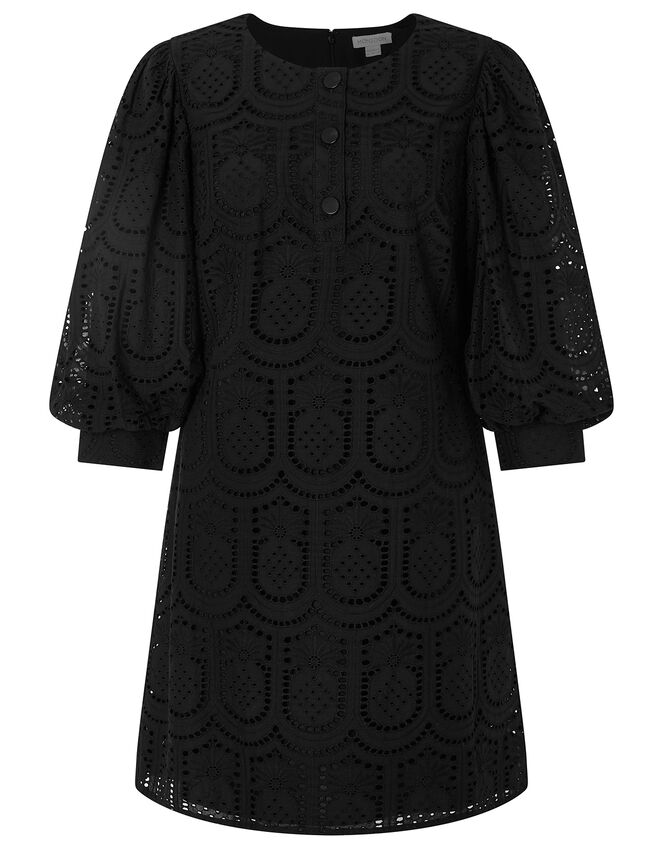 Pippa Pineapple Embroidered Lace Dress, Black (BLACK), large