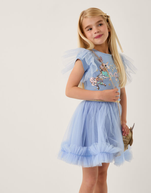 Unicorn Embellished Disco Dress, Blue (BLUE), large