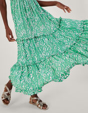 Gigi Print Bardot Maxi Dress, Green (GREEN), large