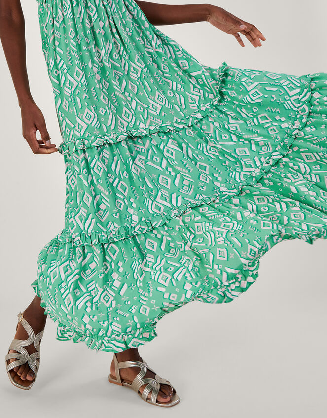 Gigi Print Bardot Maxi Dress, Green (GREEN), large