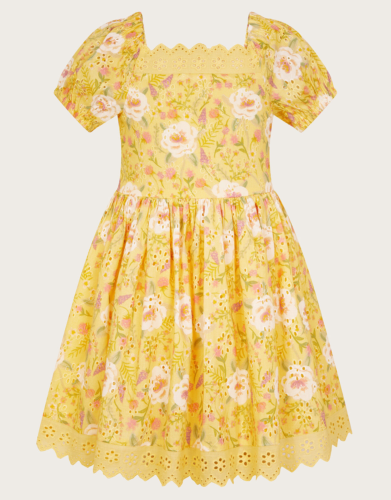 Broderie Floral Dress Yellow Girls Dresses Monsoon Global