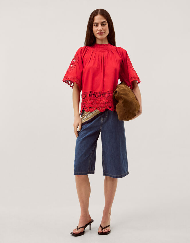 Emory Floral Lace Top Red | Tops & T-shirts | Monsoon Global.