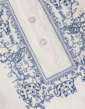 Embroidered Kurta , Ivory (IVORY), large