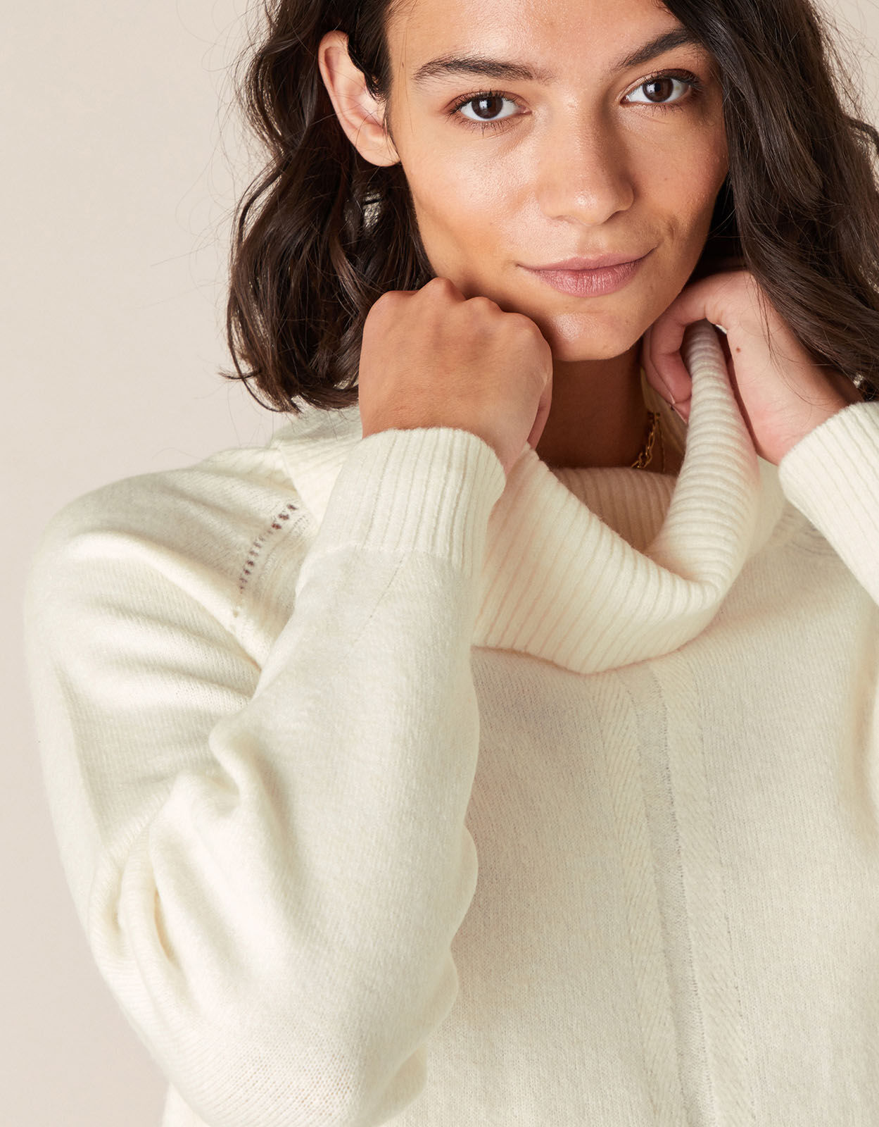 Cowl Neck Knit Jumper Ivory