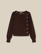 Beryl Button Jumper, Brown (CHOCOLATE), large