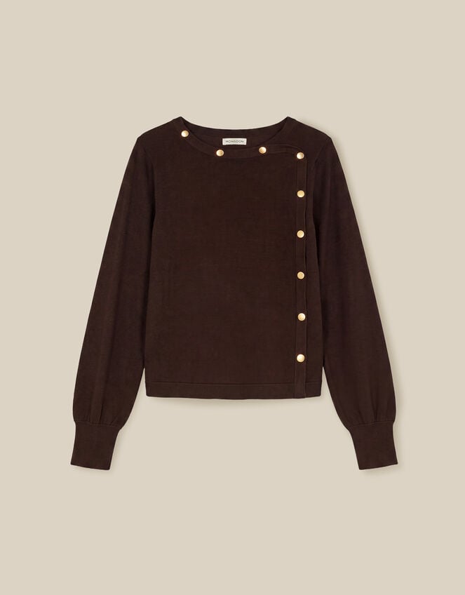 Beryl Button Jumper, Brown (CHOCOLATE), large