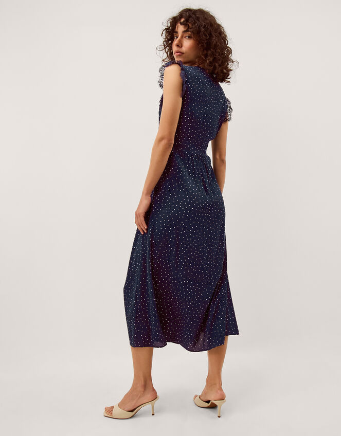 Cleo Lace Polka Dot Midi Dress, Blue (NAVY), large