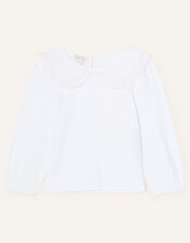 Lace Collar Jersey Top, Ivory (IVORY), large