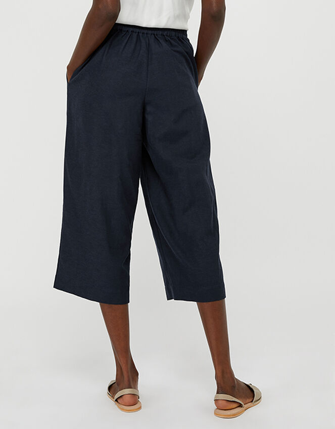 Eureka Culottes in Pure Linen, Blue (NAVY), large