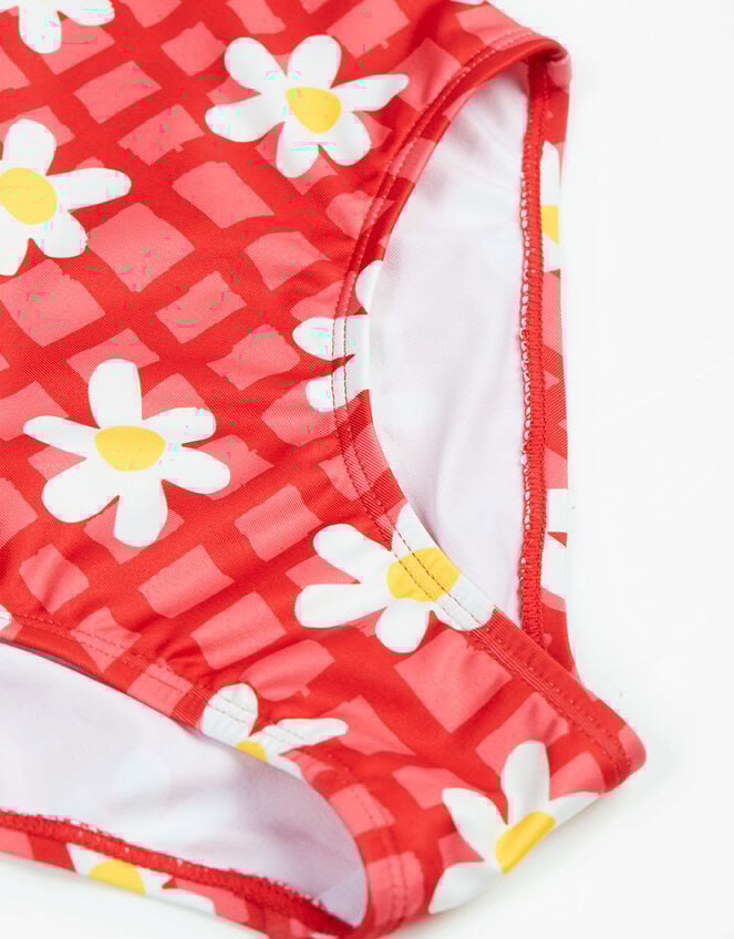 Frugi Amelia Daisy Print Swimsuit, Pink (PINK), large
