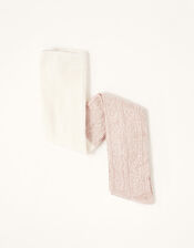Baby Sparkle Cable Knit Tights, Pink (PINK), large