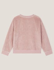 Bow Embellished Velour Sweatshirt, Purple (PURPLE), large