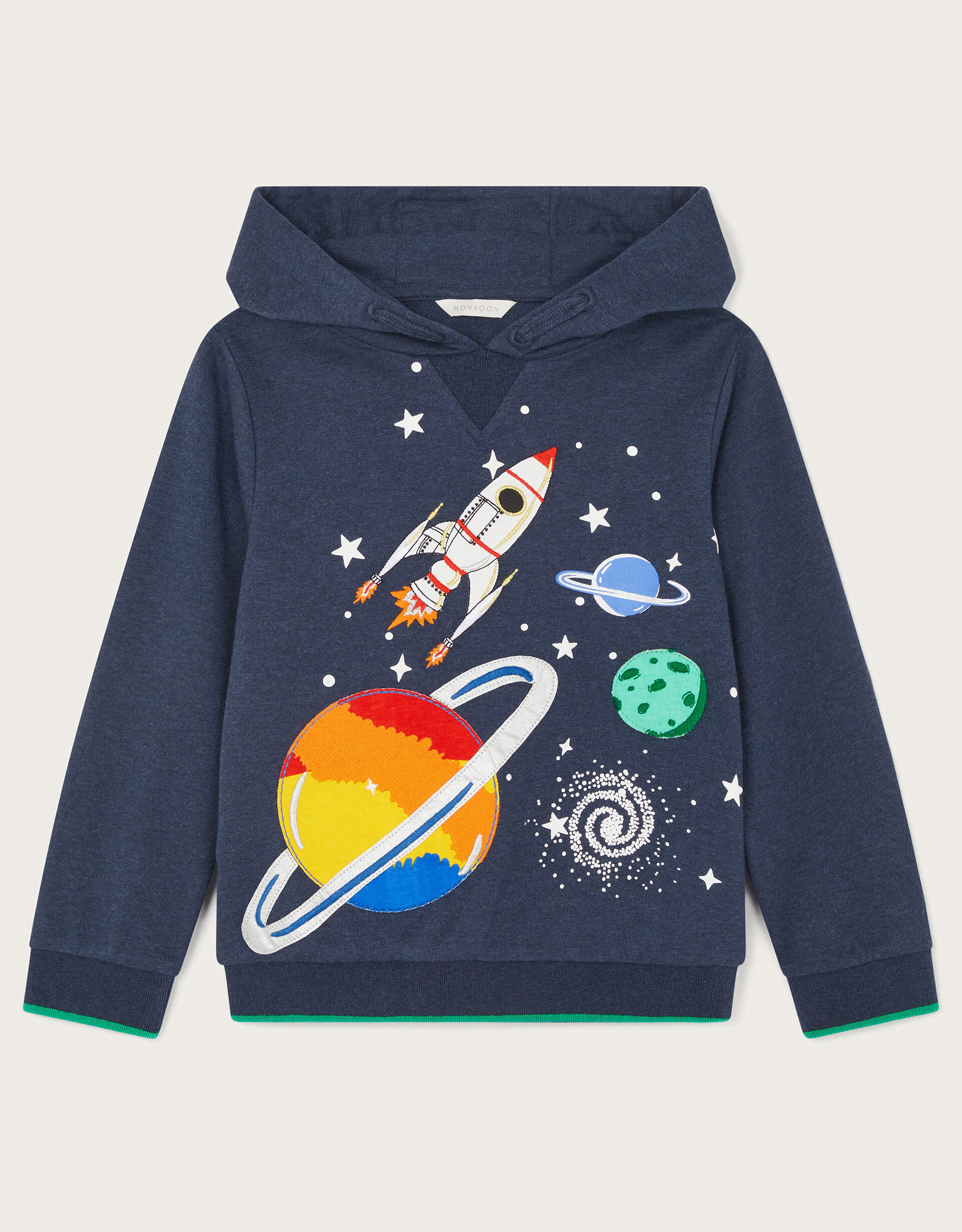 Space Print Hoodie Blue