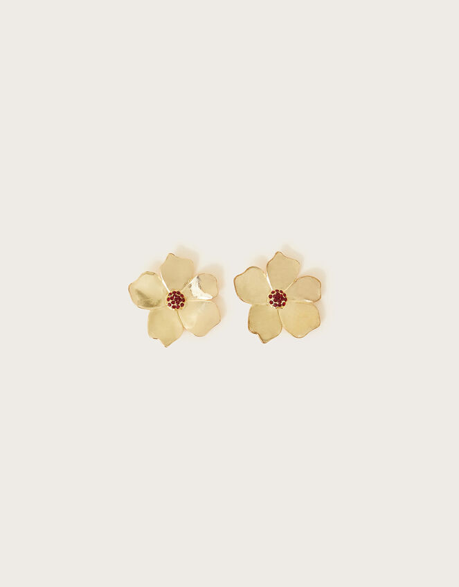 Embellished Flower Earrings, , large