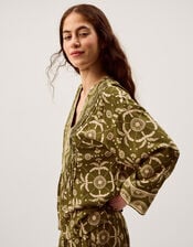 Thalia V-Neck Floral Print Top, Green (GREEN), large