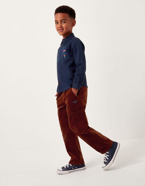 London Embroidered Twill Shirt, Blue (BLUE), large