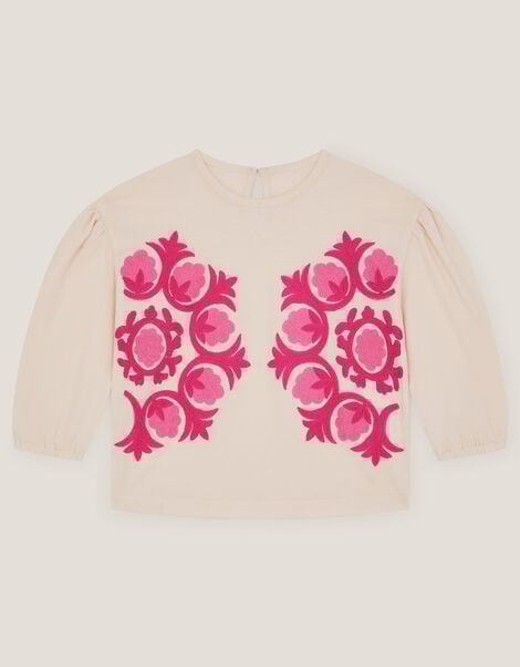 Chain Stitch Long Sleeve Top, Ivory (IVORY), large