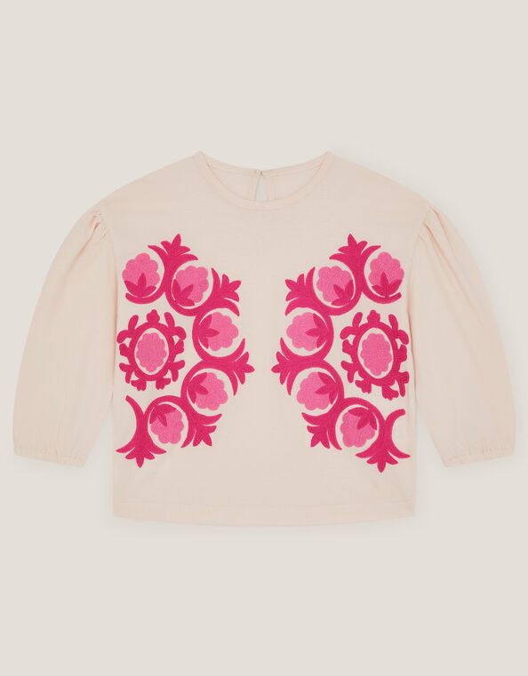 Chain Stitch Long Sleeve Top, Ivory (IVORY), large