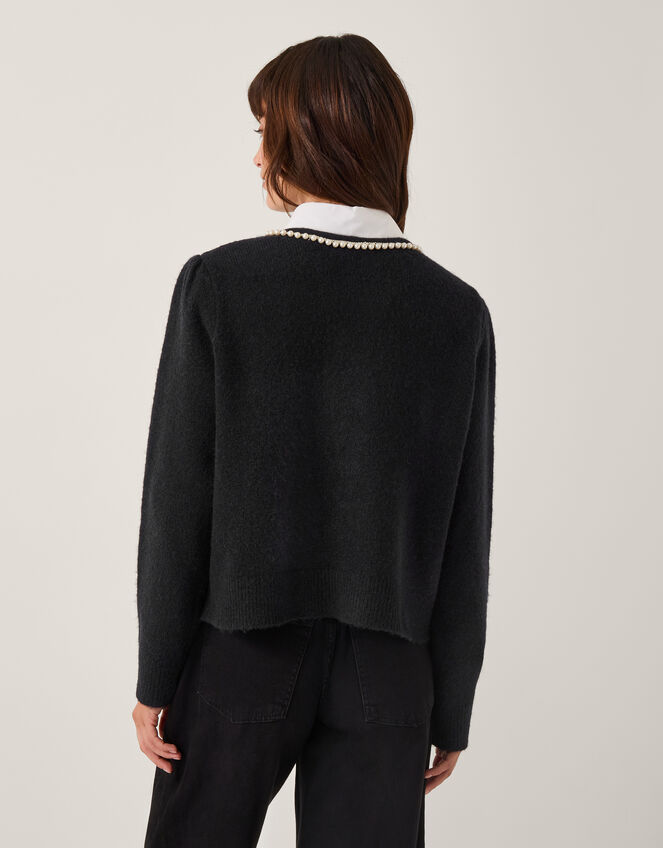 Pia Pearl Embellished Cardigan, Blue (NAVY), large