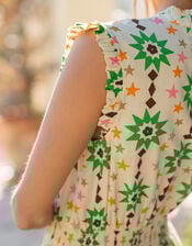 La Galeria Elefante Floral Print Midi Dress, Orange (PEACH), large