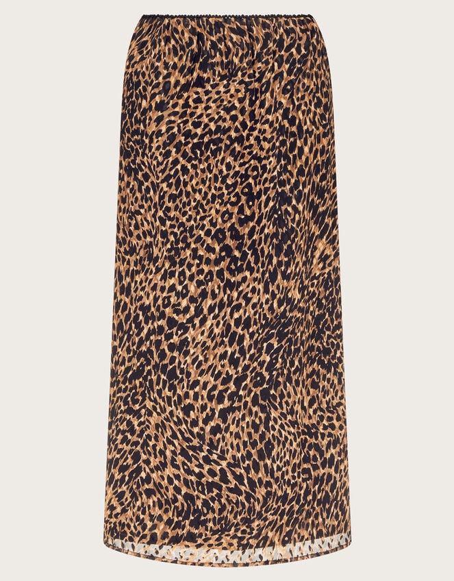 Liza Leopard Print Midi Skirt, Brown (BROWN), large