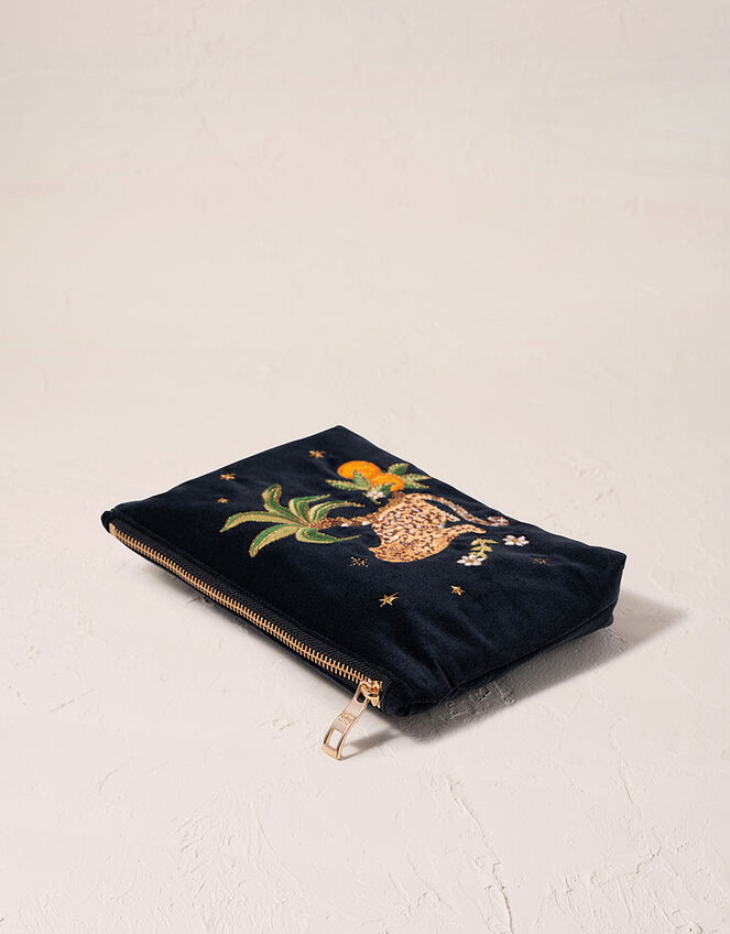 Elizabeth Scarlett Jungle Jaguar Velvet Mini Pouch, , large