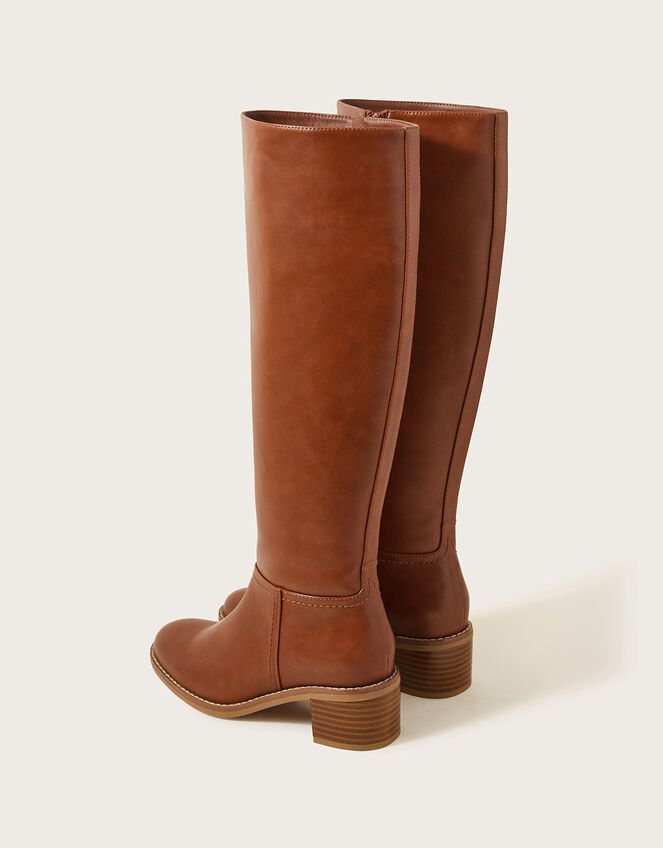 ladies tan leather knee high boots