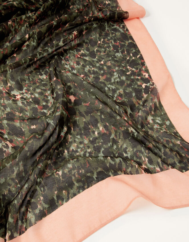 Animal Print Trim Lightweight Scarf, , large