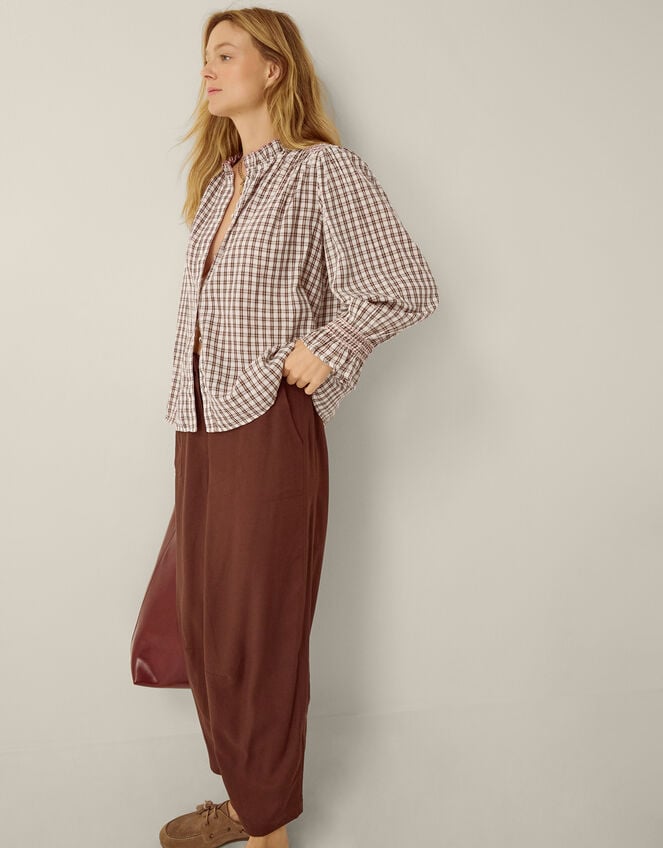 Marlo Check Blouse, Brown (BROWN), large